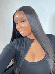 Brooklyn Hair Huge Sale! Ear to Ear 100% Human Silky Straight 13x6 Lace Front Wig Natural Black (LY)