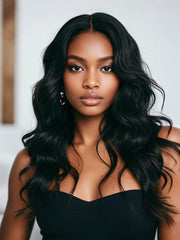 Brooklyn Hair Jet Black Loose Body Wave Glueless Wig Small Knots 5x5 Swiss HD Pre-Cut Lace