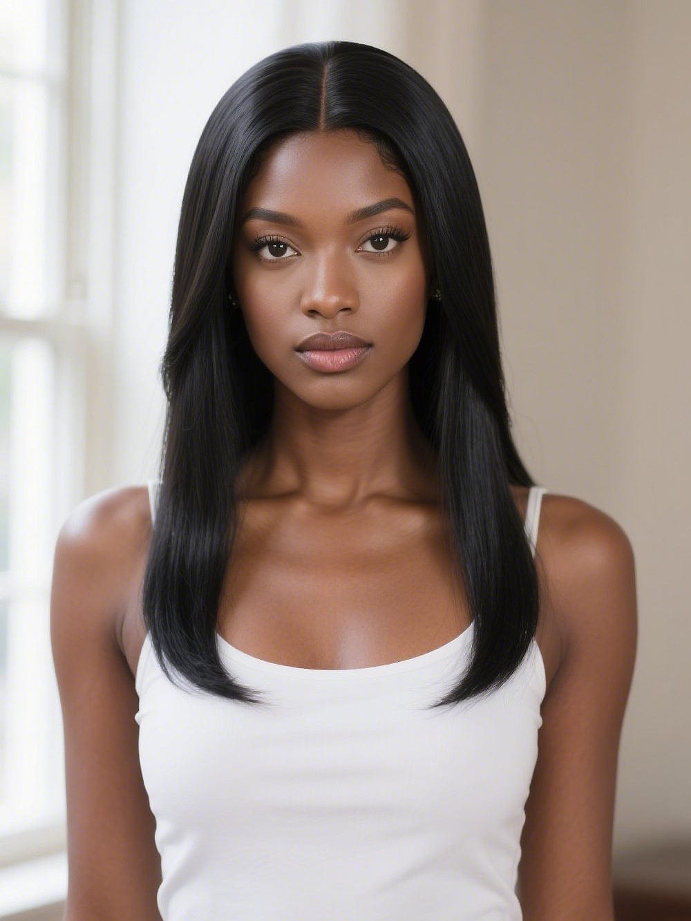 Brooklyn Hair Jet Black Silky Straight Glueless Wig 5x5 Swiss HD Pre-Cut Lace 180% Density