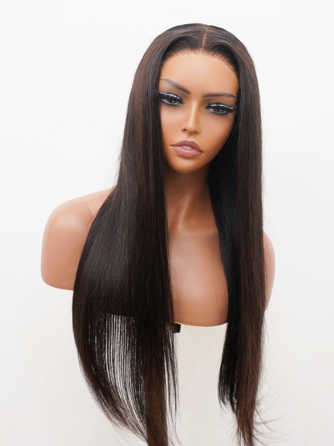 Brooklyn Hair Jet Black Silky Straight Glueless Wig 5x5 Swiss HD Pre-Cut Lace 180% Density 16-18" / Natural Black