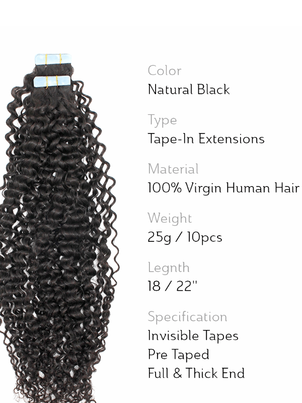Brooklyn Hair Juicy Water Wave Tape-Ins Virgin Bohemian Jerry Curl
