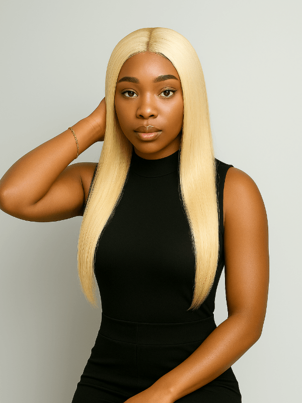 Brooklyn Hair Long Straight #613 Glueless Wig Smaller Knots 5x5 Swiss HD Pre-Cut Lace 24-26" Platinum Blonde 24-26" / Platinum Blonde / Swiss HD Lace