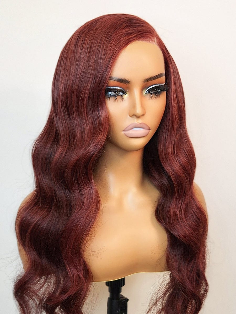 Brooklyn Hair Loose Body Wave Glueless Wig Invisible Small Knots 5x5 Swiss HD Pre-Cut Lace 180% Density 14-16" / Reddish Brown