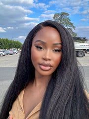 Brooklyn Hair Natural Kinky Straight 13x4 HD Lace Front Wig 180% Density