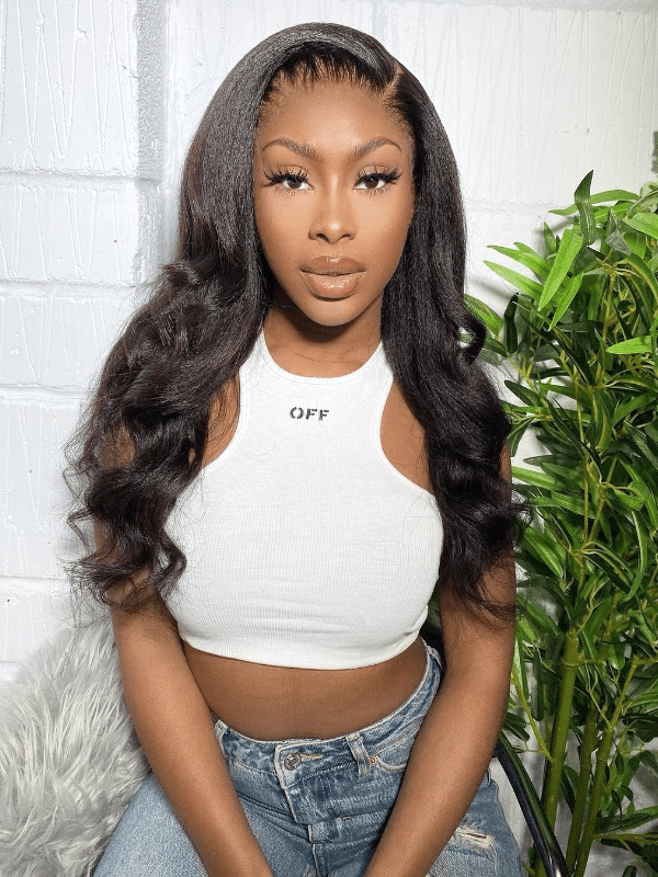 Brooklyn Hair Natural Kinky Straight 13x4 HD Lace Front Wig 180% Density