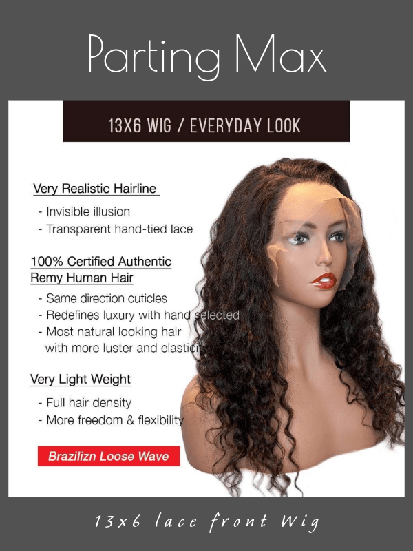 Brooklyn Hair Parting Max! Natural Loose Body Wave 100% Human Ear to Ear 13x6 Lace Front Wig (LY)