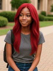 Brooklyn Hair Red Velvet Waves Loose Body Wave Ruby Red Color 13x4 HD Lace Front Wig
