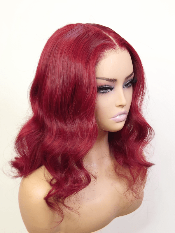 Brooklyn Hair Reddish Brown Loose Body Wave Glueless Wig Invisible Small Knots 5x5 Swiss HD Pre-Cut Lace 180% Density 14-16" / Ruby Red