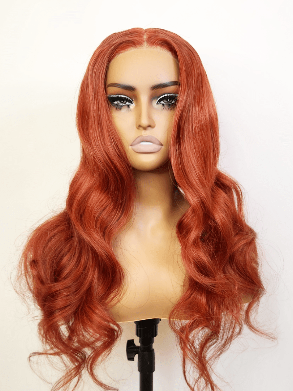 Brooklyn Hair Reddish Brown Loose Body Wave Glueless Wig Invisible Small Knots 5x5 Swiss HD Pre-Cut Lace 180% Density 24-26" / Ginger