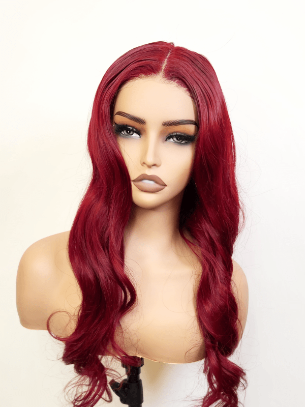 Brooklyn Hair Reddish Brown Loose Body Wave Glueless Wig Invisible Small Knots 5x5 Swiss HD Pre-Cut Lace 180% Density 24-26" / Ruby Red