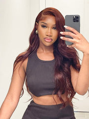 Brooklyn Hair Reddish Brown Loose Body Wave Glueless Wig Invisible Small Knots 5x5 Swiss HD Pre-Cut Lace 180% Density