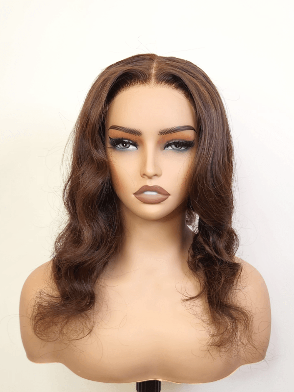 Brooklyn Hair Reddish Brown Ready to Go Glueless Loose Body Wave Wig 5x5 Swiss HD Invisible Knots Pre-Cut Lace 14-16" / Espresso