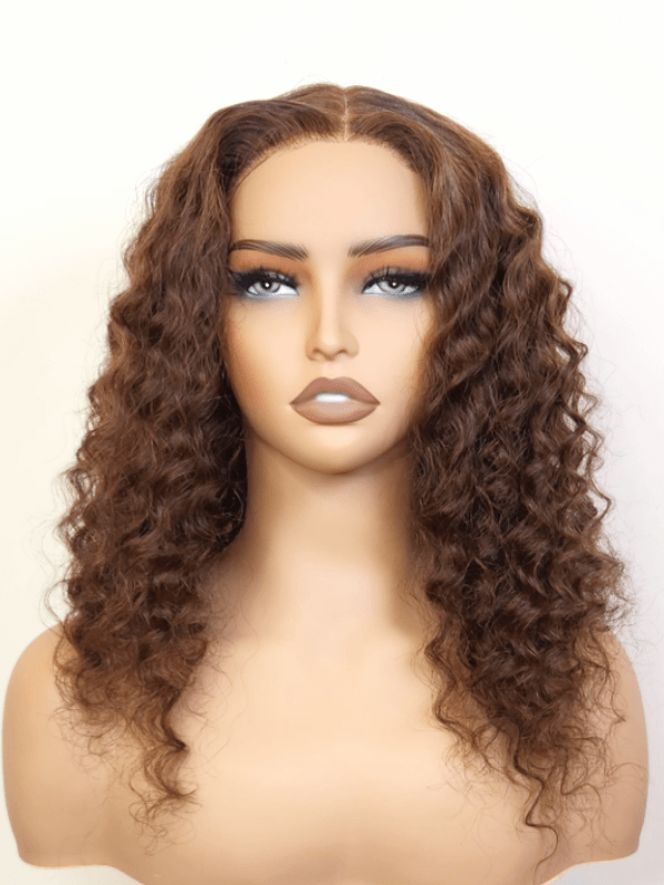 Brooklyn Hair Reddish Brown Water Wave Style Ready to Wear Glueless Deep Wave Wig Invisible Knots 5x5 Swiss HD Pre-Cut Lace Espresso 16-18" / Espresso