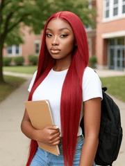 Brooklyn Hair Ruby Red Silky Straight 13x4 HD Lace Front Wig 180% Density