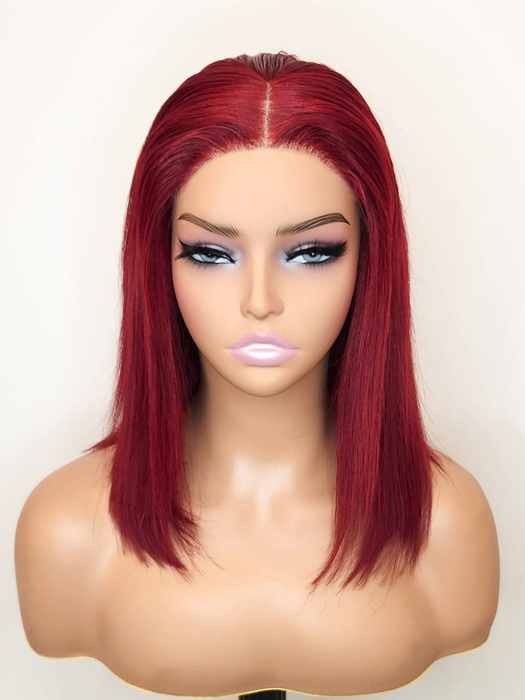 Brooklyn Hair Short Bob Glueless Wig 180% Density Invisible Small Knots 5x5 Swiss HD Pre-Cut Lace Silky Straight Bob Ruby Red Bob Style 10-12" / Ruby Red