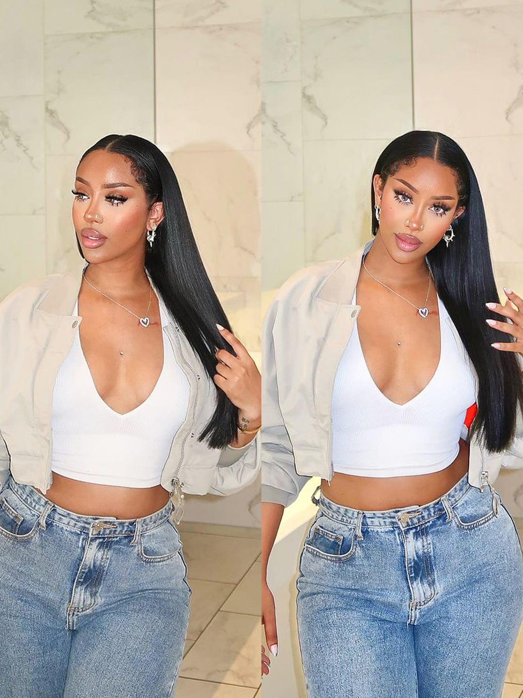 Brooklyn Hair Silky Straight 13x4 Swiss HD Lace Frontal Wig 180% Fullness