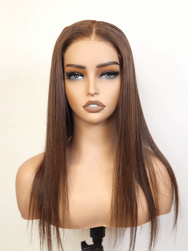 Brooklyn Hair Silky Straight Glueless Wig Invisible Small Knots 5x5 Swiss HD Pre-Cut Lace 180% Density 16-18" / Espresso