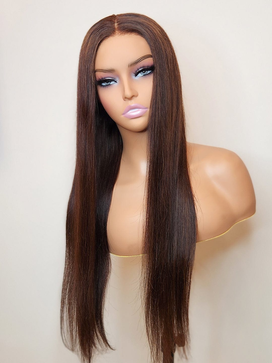 Brooklyn Hair Silky Straight Glueless Wig Invisible Small Knots 5x5 Swiss HD Pre-Cut Lace 180% Density 16-18" / Espresso