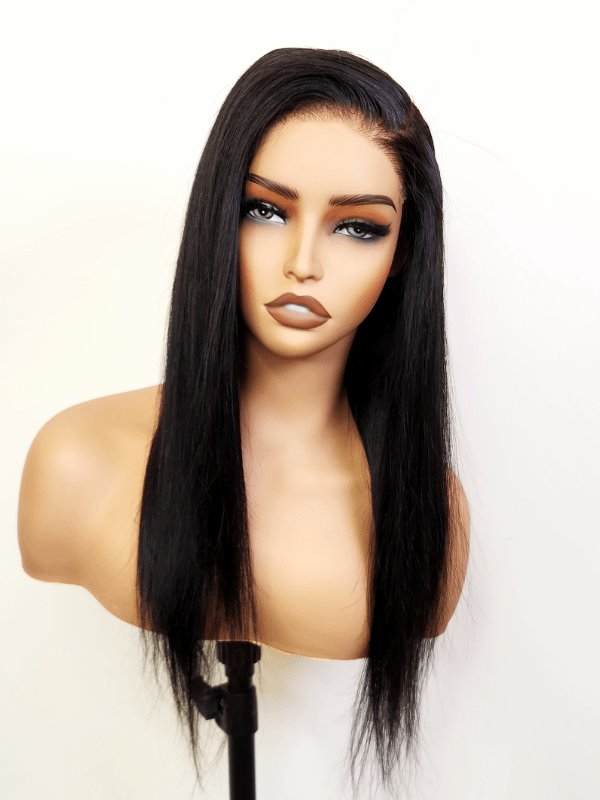 Brooklyn Hair Silky Straight Glueless Wig Invisible Small Knots 5x5 Swiss HD Pre-Cut Lace 180% Density 16-18" / Jet Black