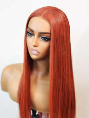 Brooklyn Hair Silky Straight Glueless Wig Invisible Small Knots 5x5 Swiss HD Pre-Cut Lace 180% Density 24-26" / Ginger