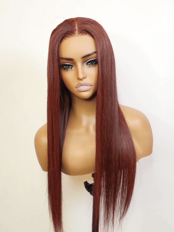 Brooklyn Hair Silky Straight Glueless Wig Invisible Small Knots 5x5 Swiss HD Pre-Cut Lace 180% Density 24-26" / Reddish Brown