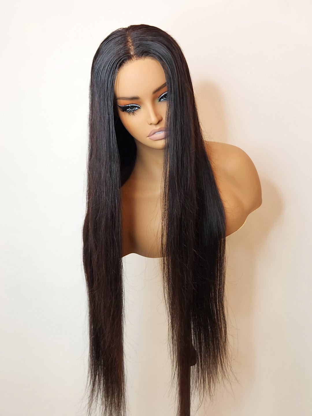 Brooklyn Hair Silky Straight Glueless Wig Invisible Small Knots 5x5 Swiss HD Pre-Cut Lace 180% Density 26-28" / Natural Black