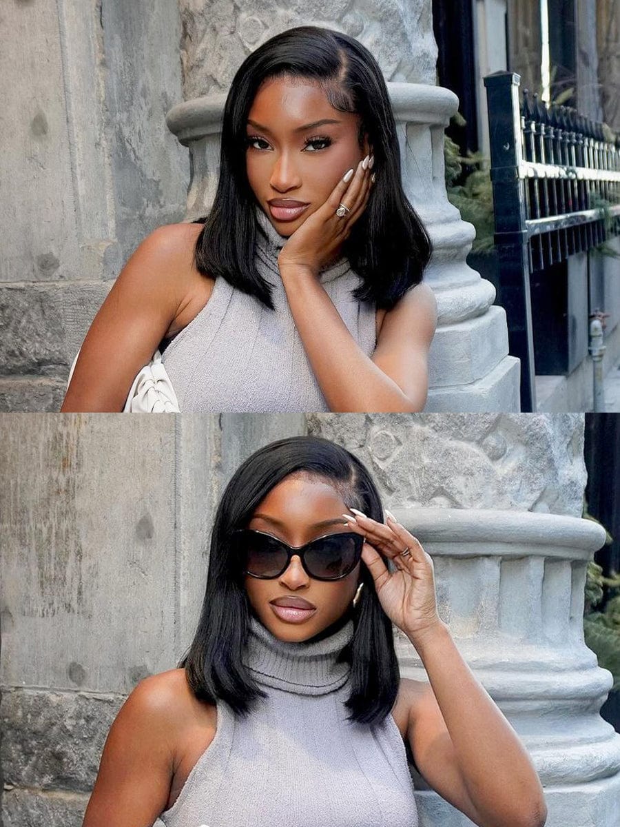 Brooklyn Hair Sleek Pop Bob! 13x4 Swiss HD Lace Frontal Wig Silky Straight 12" 200% Fullness