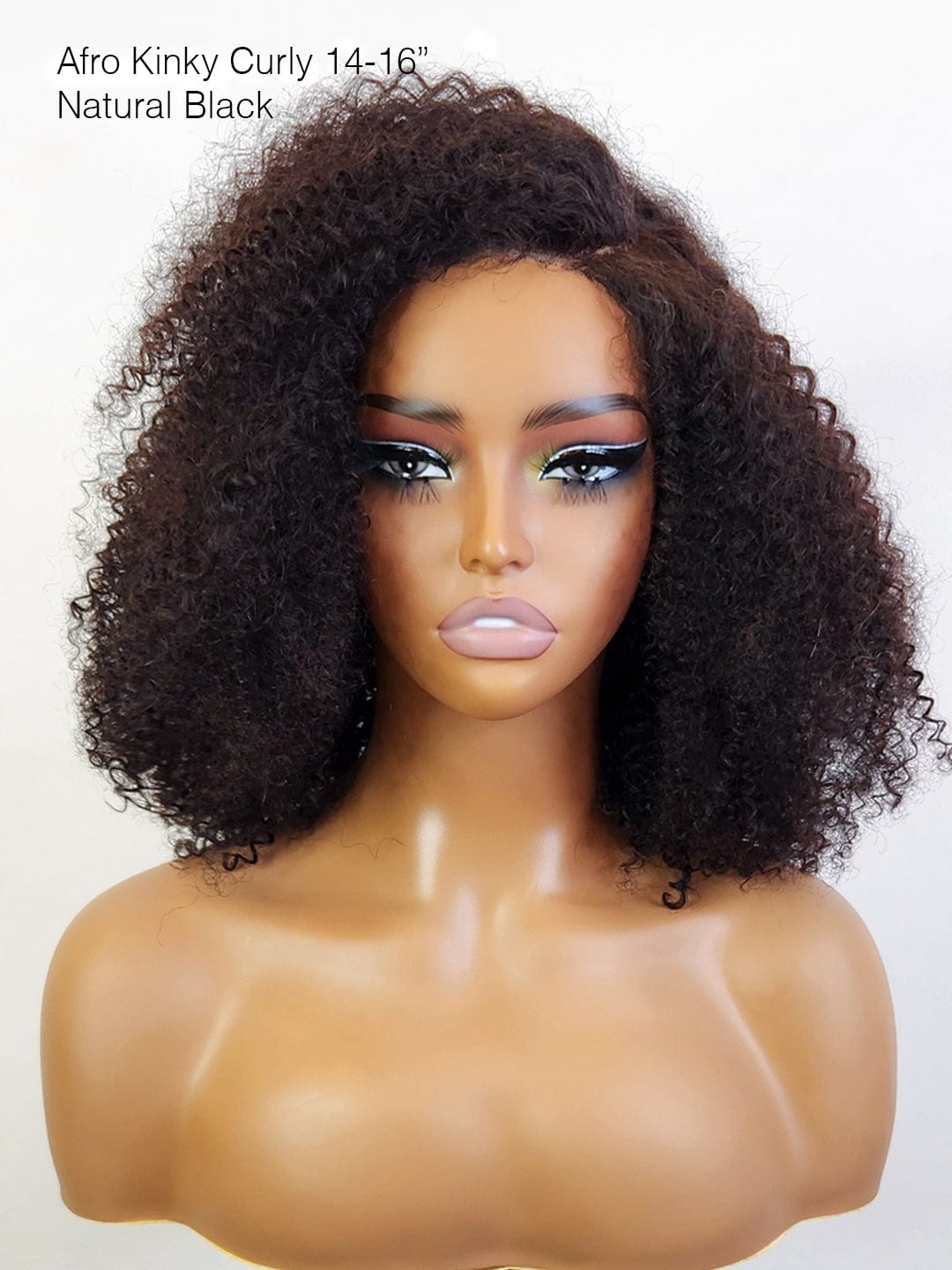 Brooklyn Hair Small Knots 5x5 HD Pre Cut Lace Glueless Wig Afro Kinky Curly 14-16" / Natural Black / Middle Part