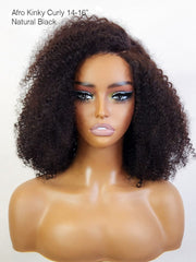 Brooklyn Hair Small Knots 5x5 HD Pre Cut Lace Glueless Wig Afro Kinky Curly 14-16" / Natural Black / Middle Part
