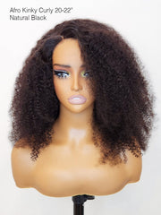 Brooklyn Hair Small Knots 5x5 HD Pre Cut Lace Glueless Wig Afro Kinky Curly 20-22" / Natural Black / Middle Part