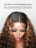 Brooklyn Hair Small Knots 5x5 HD Pre Cut Lace Glueless Wig Deep Wave 180% Density