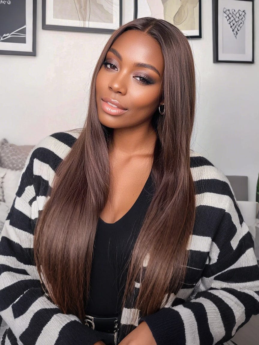 Brooklyn Hair Smooth Espresso Layers 13x4 HD Lace Front Wig 180% Density
