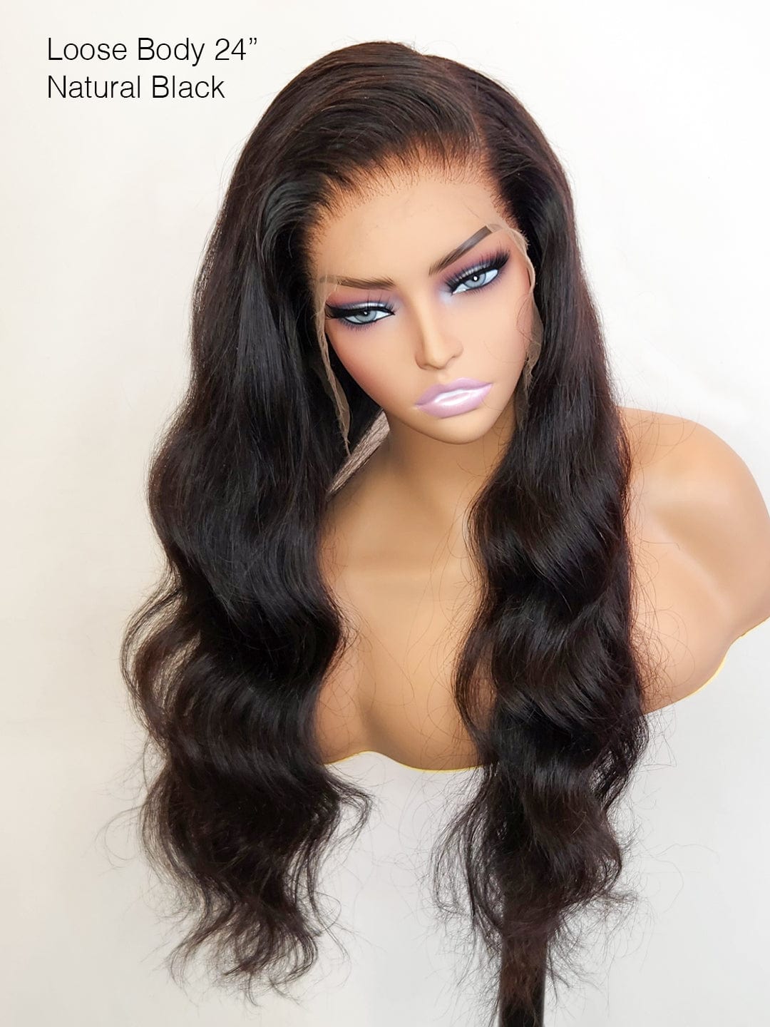 Brooklyn Hair Tiny Knots 13x6 Swiss HD Lace Pre Bleached & Plucked Knots Wig Loose Body Wave Natural Black / 24"