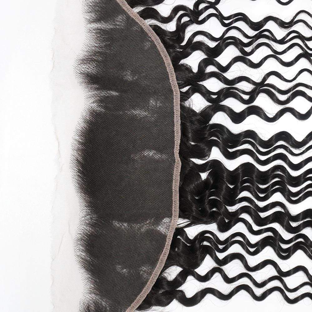 Brooklyn Hair True 13x4 Lace Frontal Caribbean Deep Wave (Copy) Swiss HD Lace / 14 / Natural Black