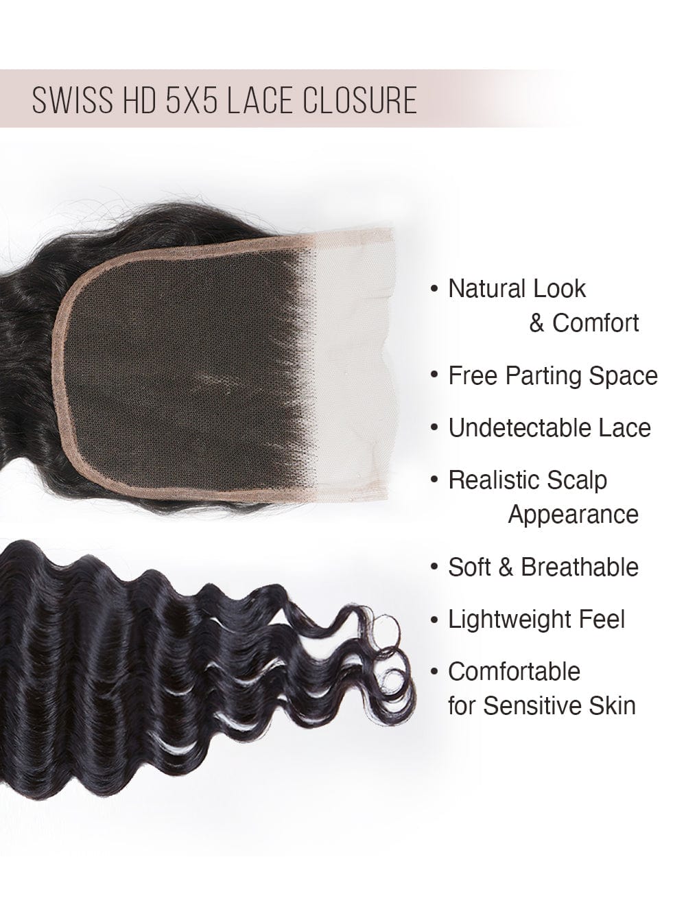 Brooklyn Hair True 5x5 Swiss HD Lace Closure Brazilian Loose Wave