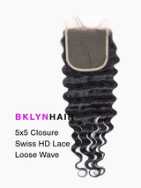 5x5 HD Lace Closure – Brazilian Loose Wave True Swiss HD 100% Remy Human Hair