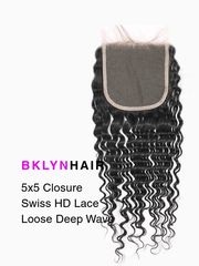 Brooklyn Hair True 5x5 Swiss HD Lace Closure Peruvian Loose Deep Wave