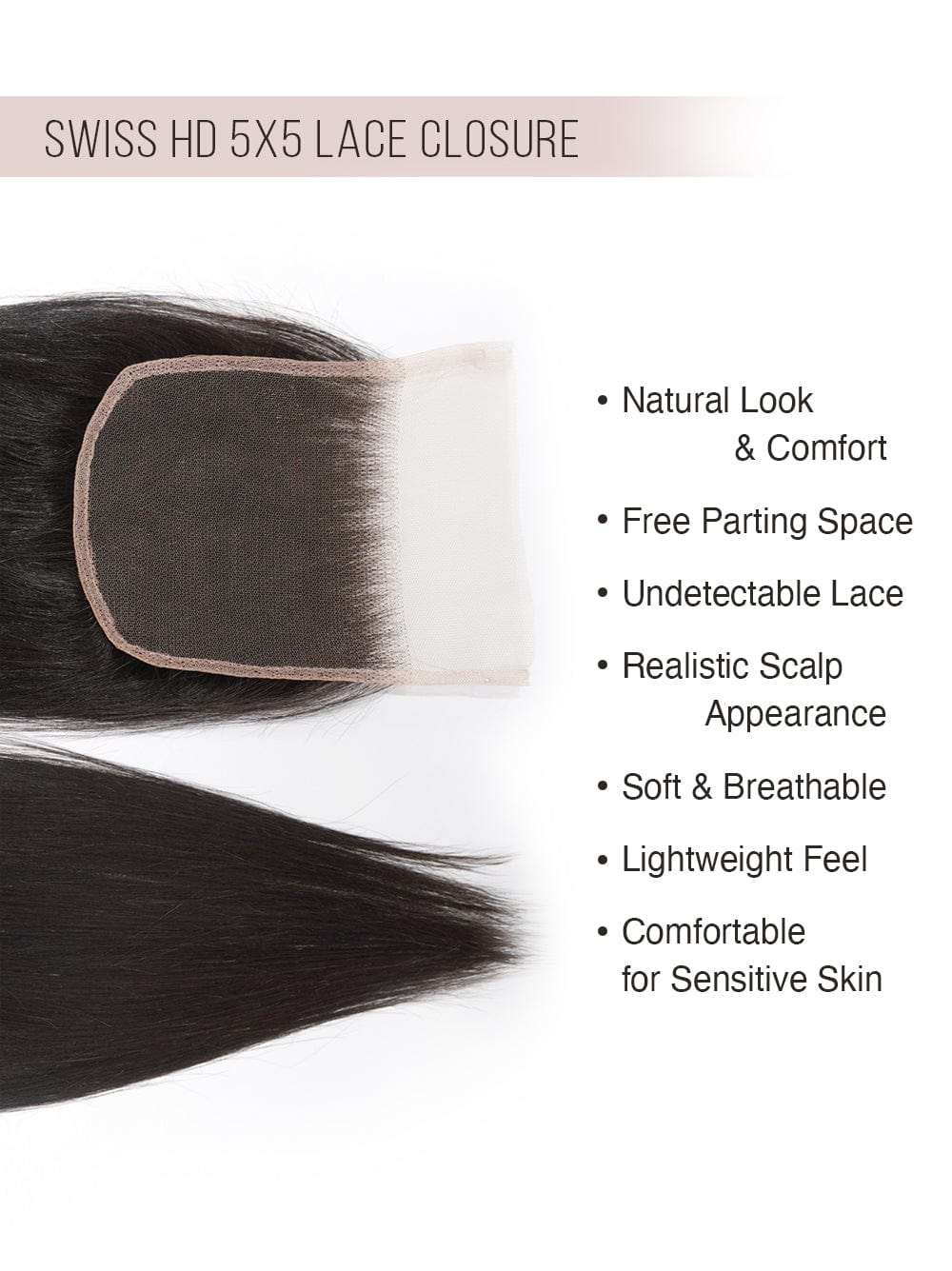 Brooklyn Hair True 5x5 Swiss HD Lace Closure Remy Straight