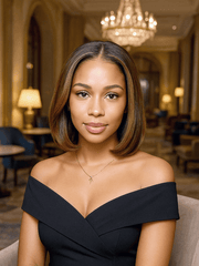 Brooklyn Hair Warm Light Elegance Silky Straight 13x4 HD Lace Front Wig Sun-Kissed 180% Density