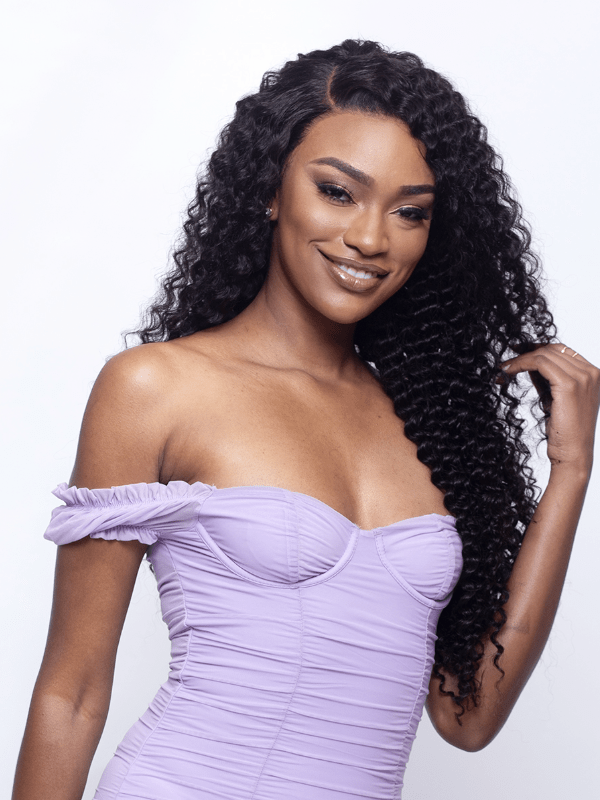 Brooklyn Hair Water Wave Caribbean Deep Curl 4x4 Transparent Lace Closure Natural Black