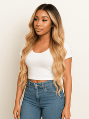 Brooklyn Hair Wear N Go Ombre Blonde Glueless Wig Invisible Small Knots 5x5 Swiss HD Lace Closure Loose Body Wave
