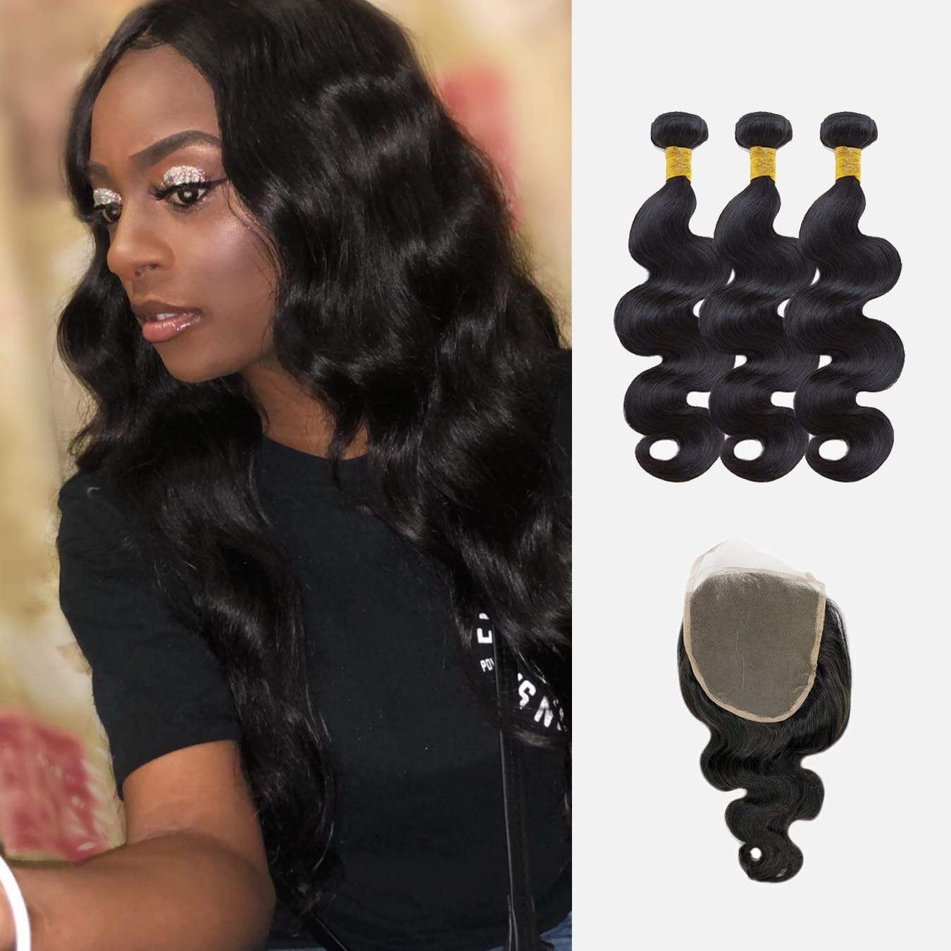 Brooklyn Hair 9A Body Wave / 3 Bundles with 6x6 Lace Closure Look - Brooklyn Hair