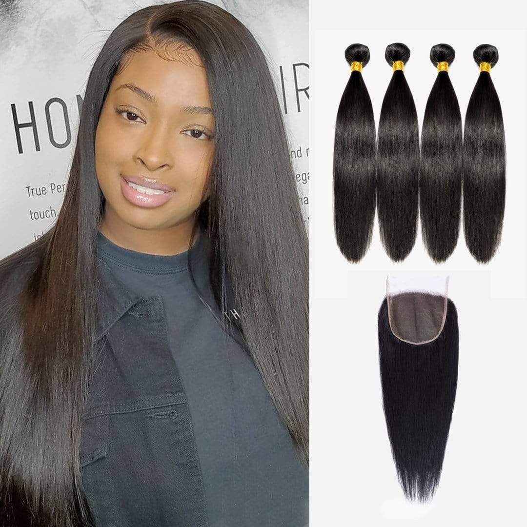 Brooklyn Hair 9A Straight / 4 Bundles with 6x6 Lace Closure Look by Mya - Brooklyn Hair