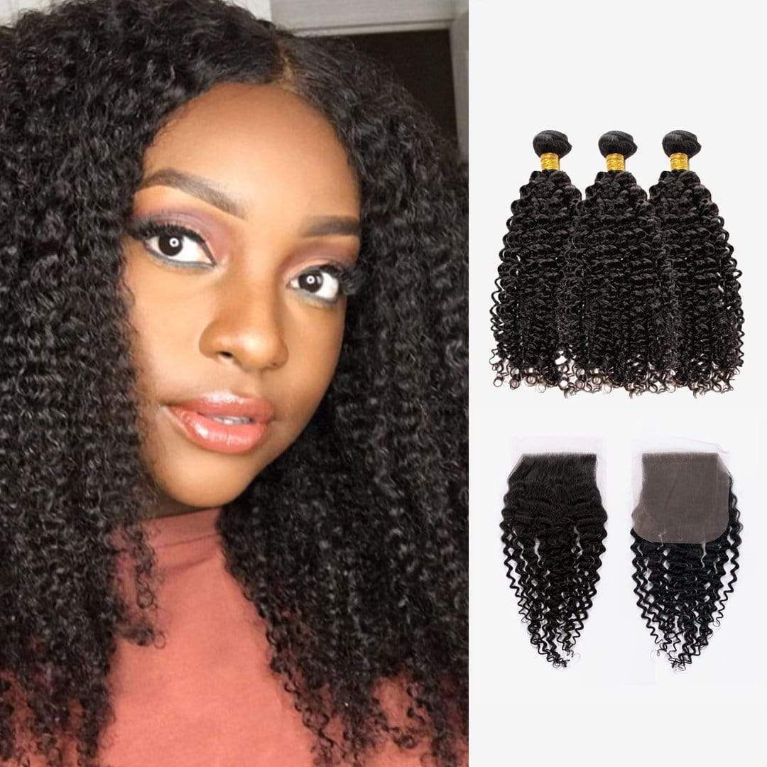 Brooklyn Hair 11A Bohemian Curl  / 3 Bundles with 4x4 Lace Closure Deal - Brooklyn Hair