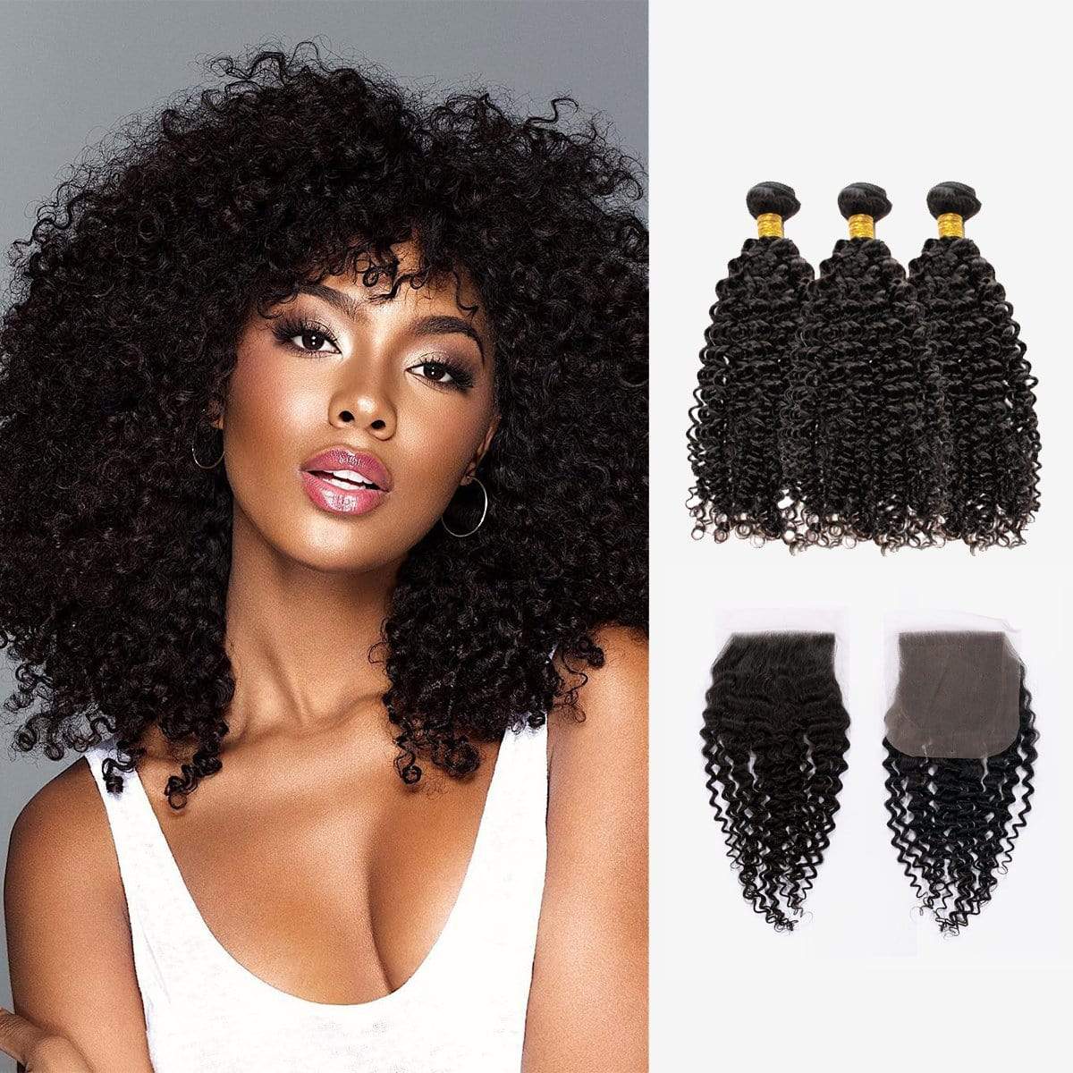 Brooklyn Hair 11A Bohemian Jerry Curl / 3 Bundles with 4x4 Lace Closure Deal by Tatiana - Brooklyn Hair