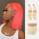 Brooklyn Hair 11A Platinum Blonde #613 Straight / 2 Bundles with 13x4 Lace Frontal Look - Brooklyn Hair