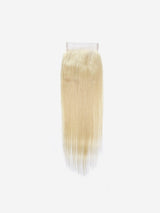 11A Raw Virgin Platinum Blonde #613 Straight 4x4 Transparent Lace Closure
