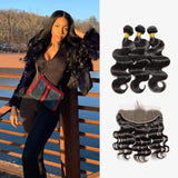Brooklyn Hair 7A Body Wave / 3 Bundles with 13x4 Lace Frontal Look by Theodora - Brooklyn Hair