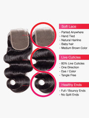 Brooklyn Hair 7A Virgin Body Wave 4x4 Lace Closure