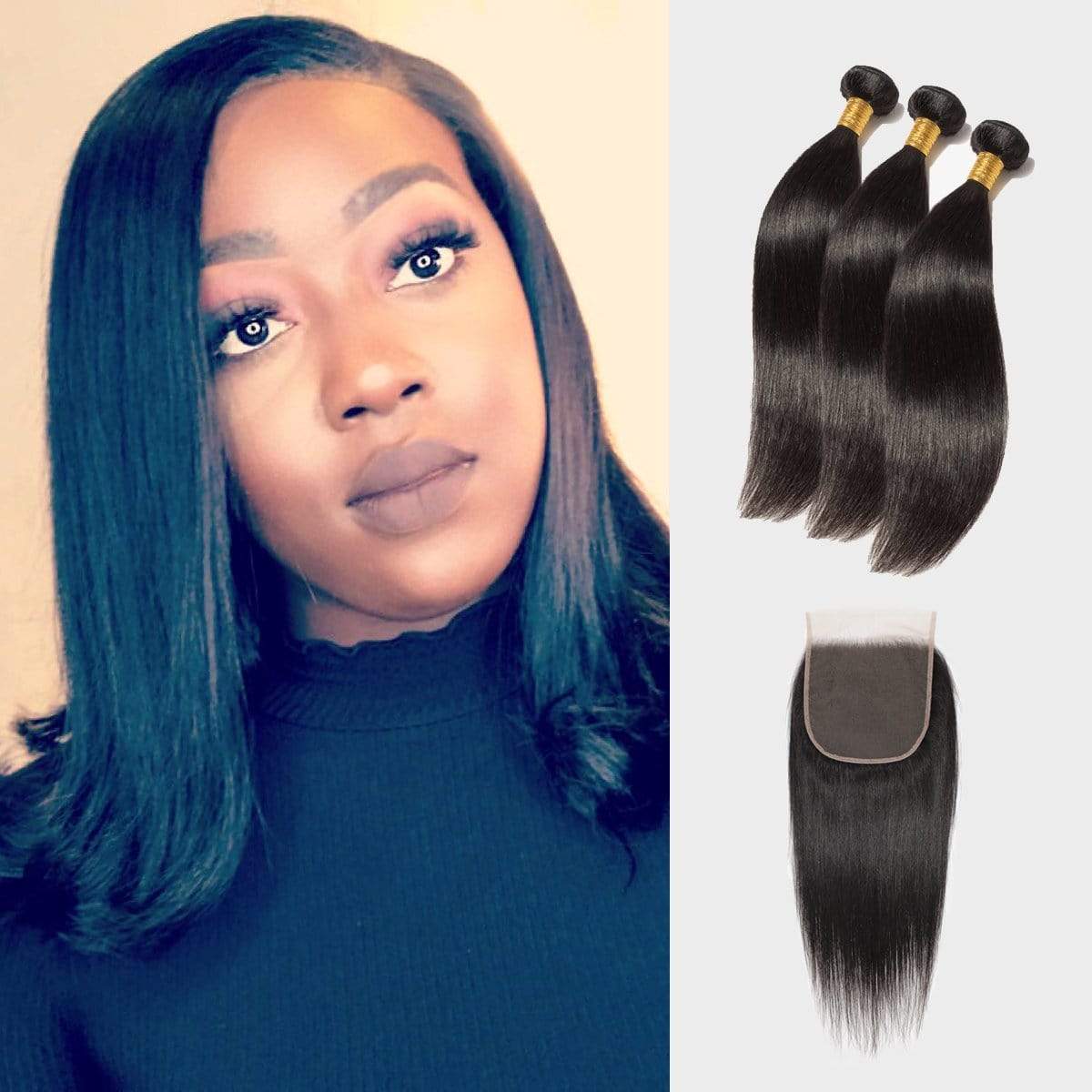 Brooklyn Hair 7A Straight / 2 Bundles with 6x6 Lace Closure Look by Renae - Brooklyn Hair